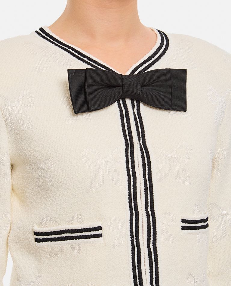 CREAM BOW JACQUARD CARDIGAN for Women - Self-Portrait sale