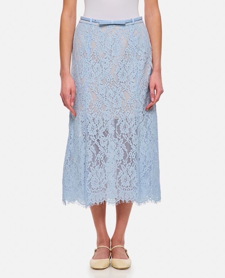 BLUE LACE FLARED MIDI SKIRT for Women - Self-Portrait sale