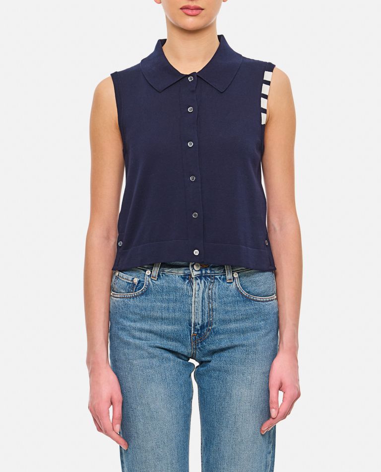 【限定製作】 for CROPPED SLEEVELESS STITCH JERSEY Women Browne Thom - トップス