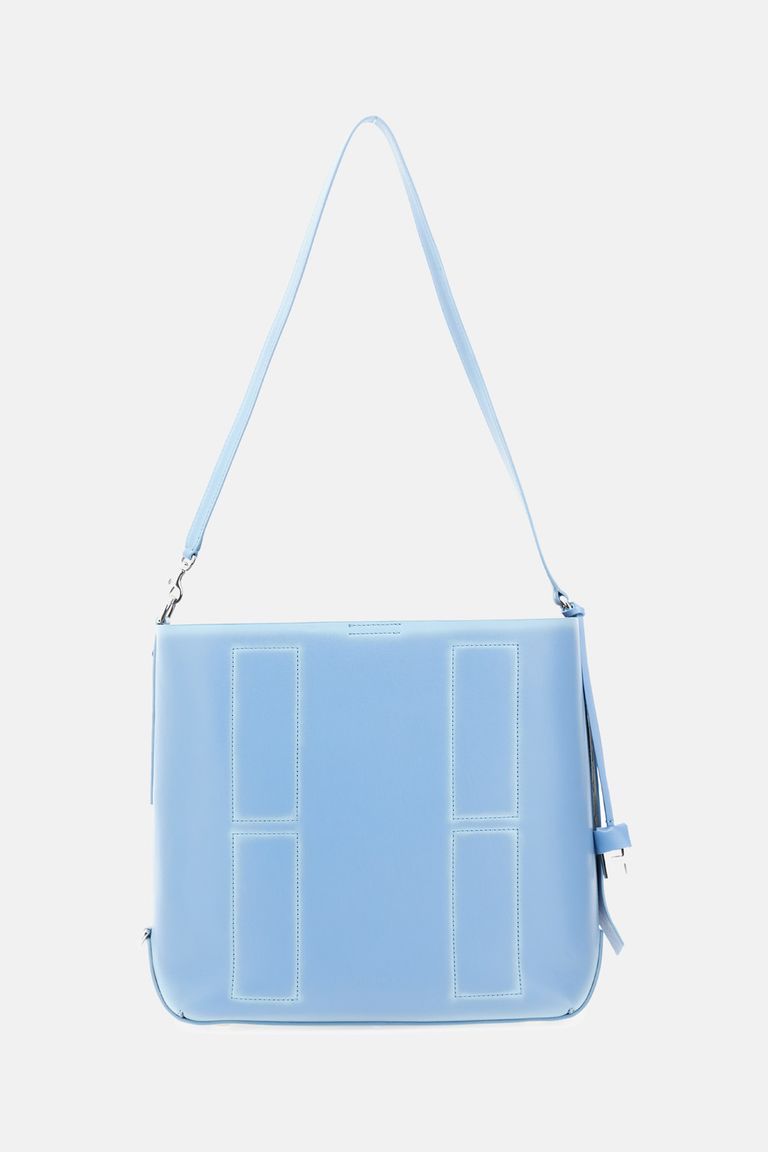 Hogan Cognac Blue Calf Leather Shoulder Bag