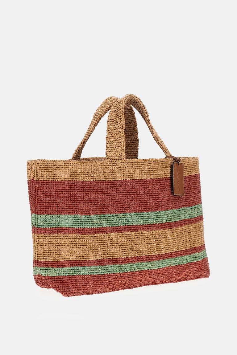 Manebi Sunset Large Striped Raffia Tote Bag