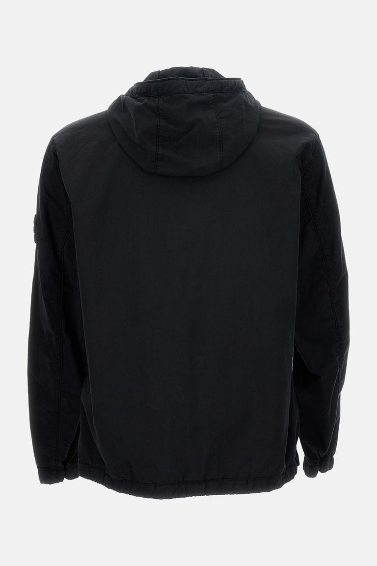 Stone Island Short Parka With Elastic Hem And Hood In Blue