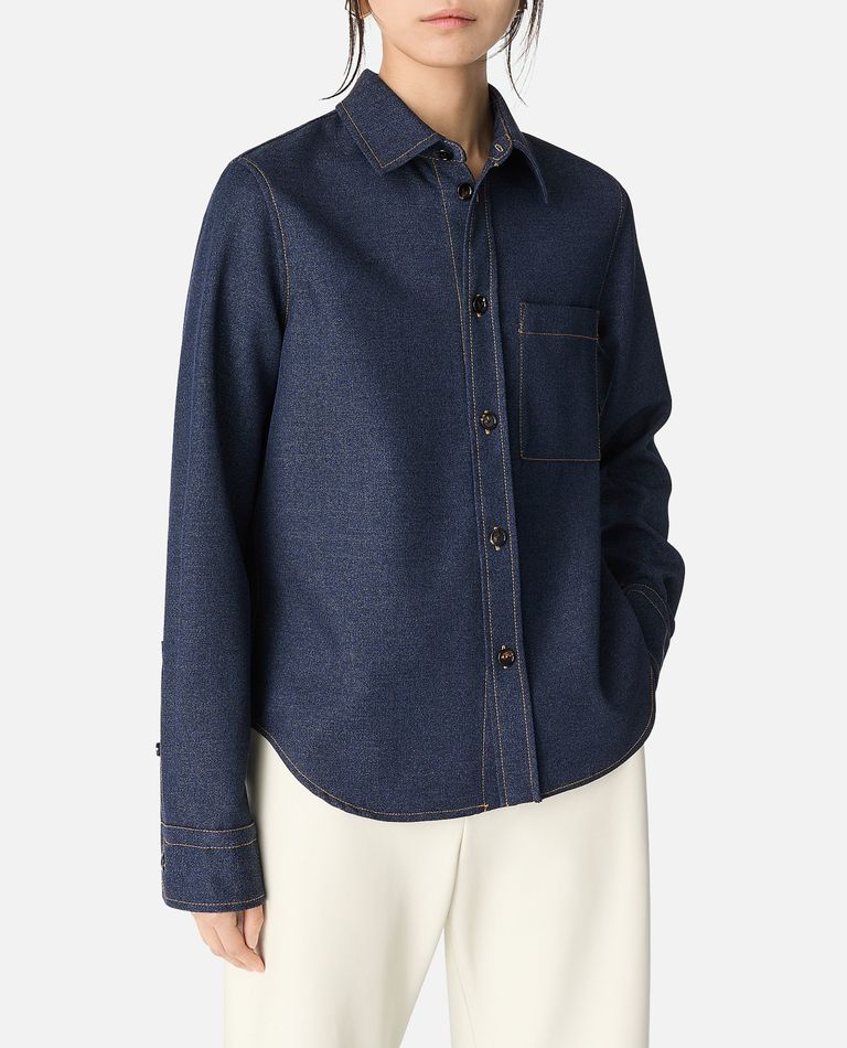 Bottega Veneta Melange Wool Cotton Drill Button-down Shirt