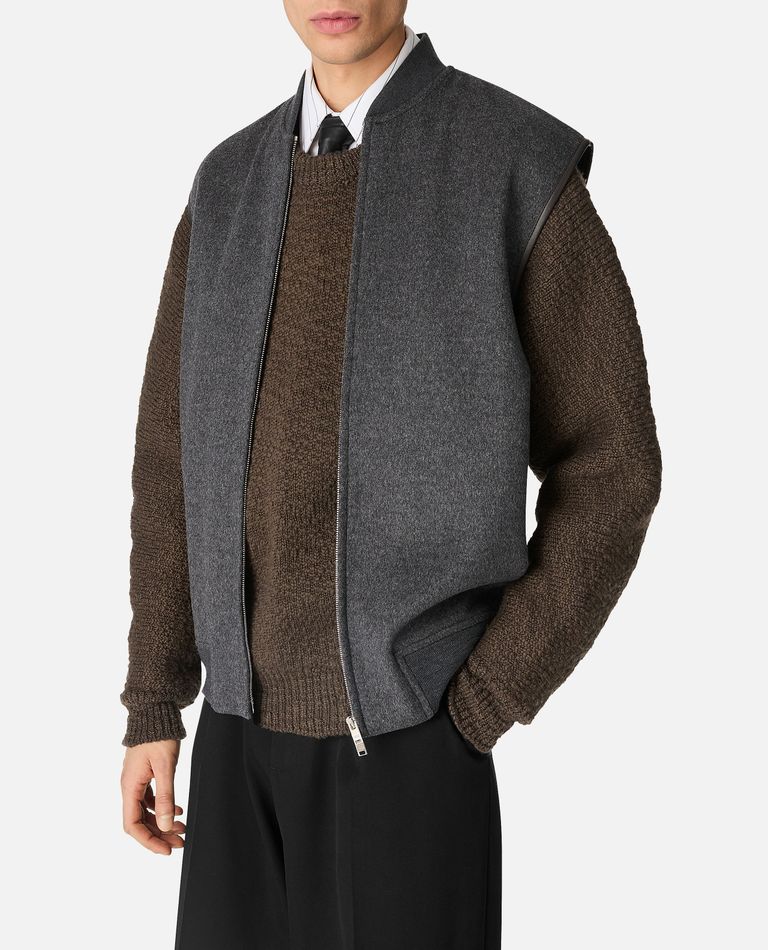 Bottega Veneta Gilet In Lana Grigio Scuro Uomo In Gray