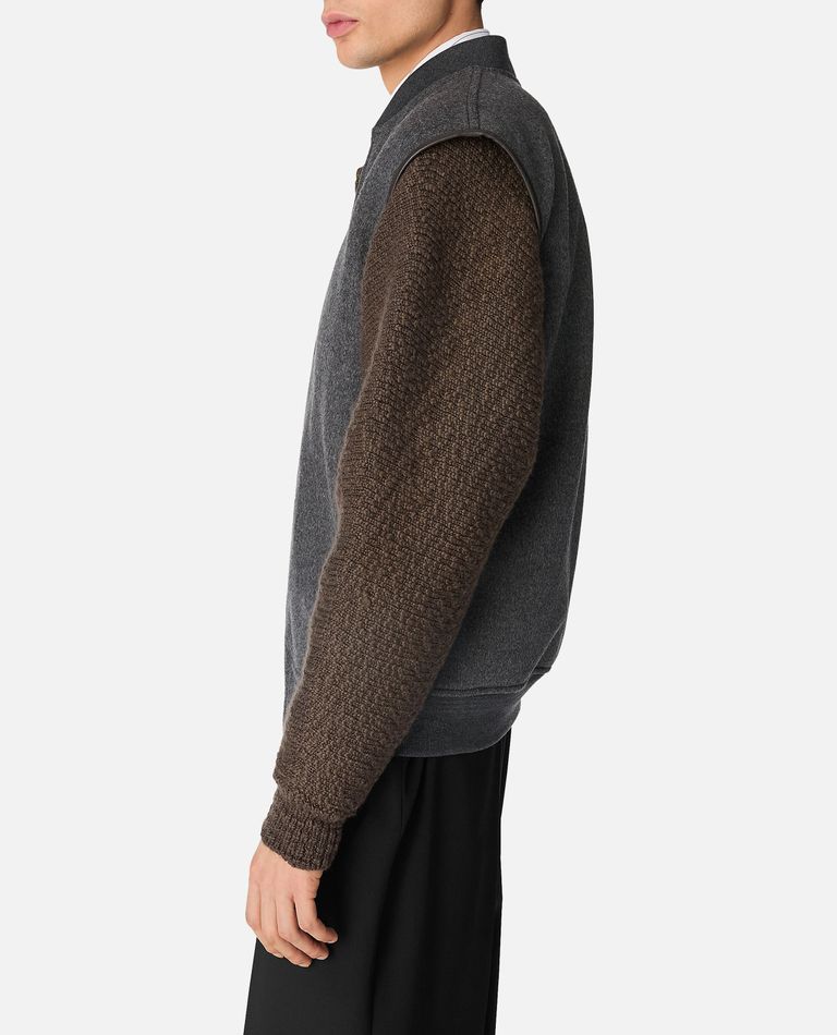 Bottega Veneta Gilet In Lana Grigio Scuro Uomo In Gray