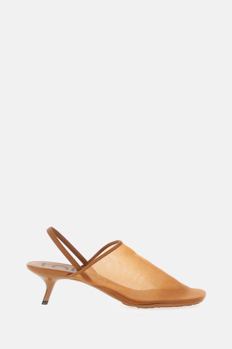 Loewe Kitten Heel Mesh Open Toe Pumps