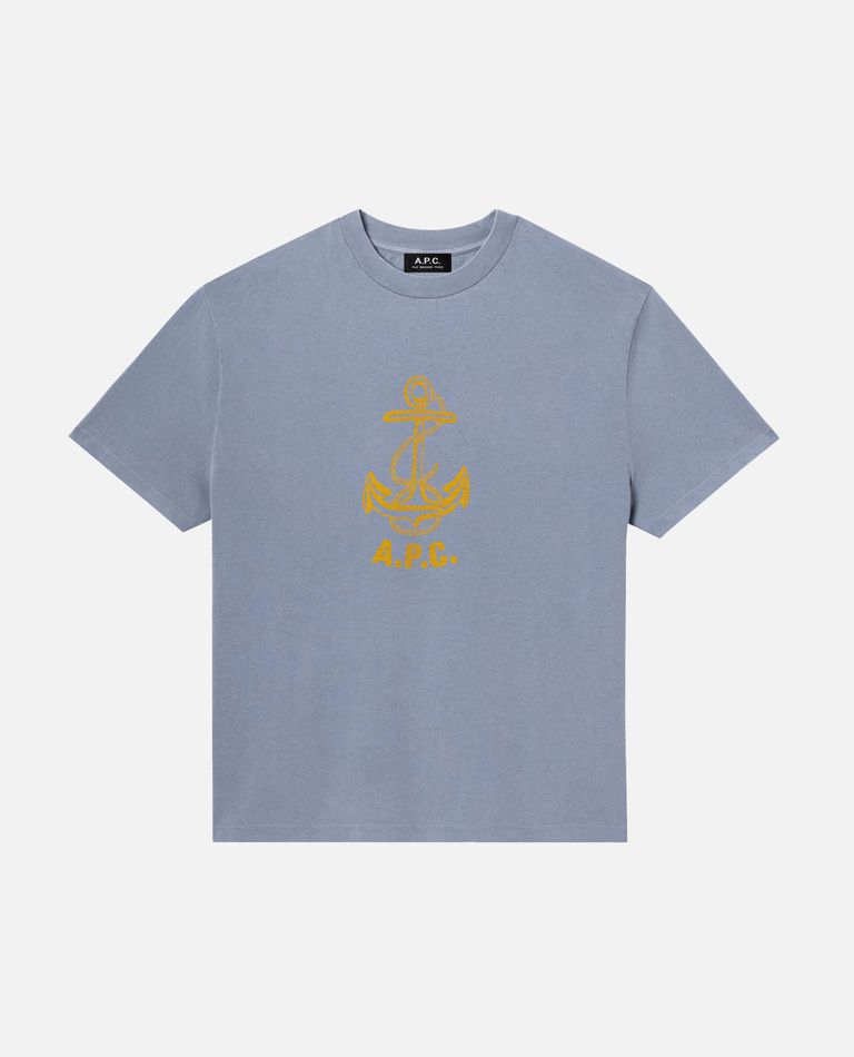 Apc A. P.c. Davy Logo Graphic Tee In Blue