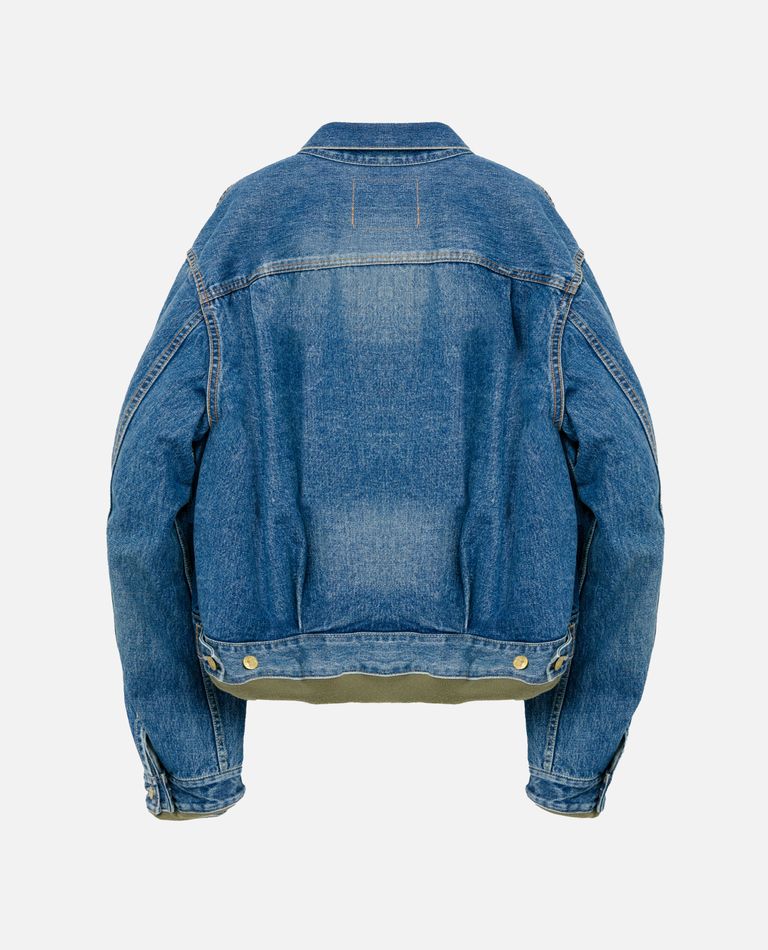 Sacai Mens Blue/khaki  X Levi's Padded Relaxed-fit Denim Jacket In Blue