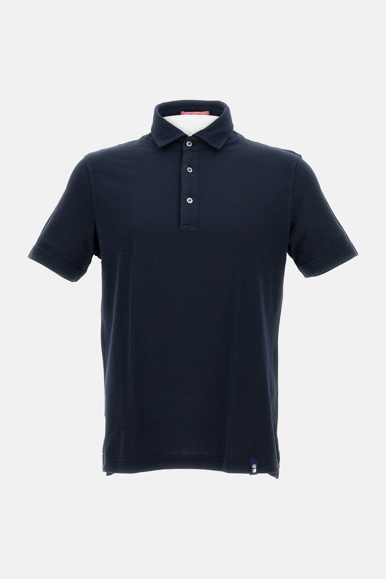 Drumohr Dark Blue Button Down Polo Shirt
