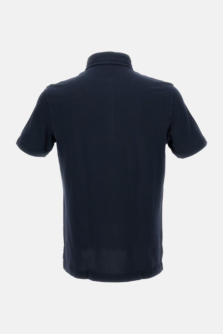 Drumohr Dark Blue Button Down Polo Shirt