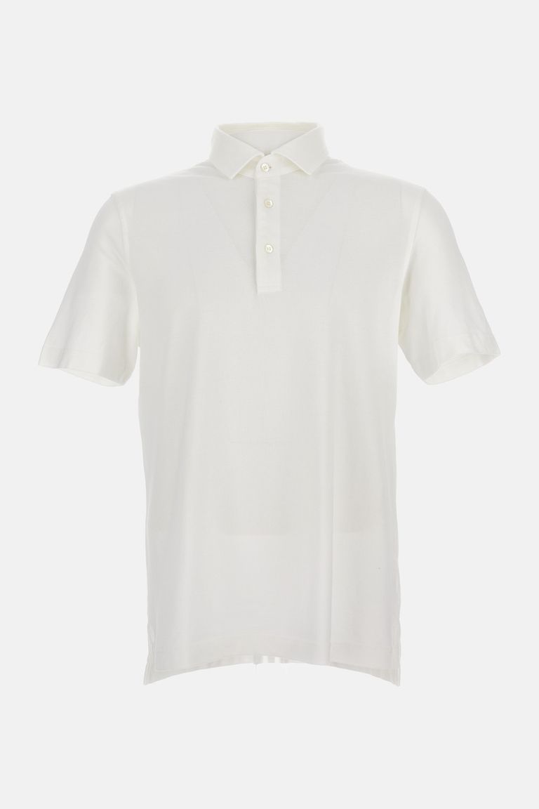 Drumohr White Button Down Polo Shirt