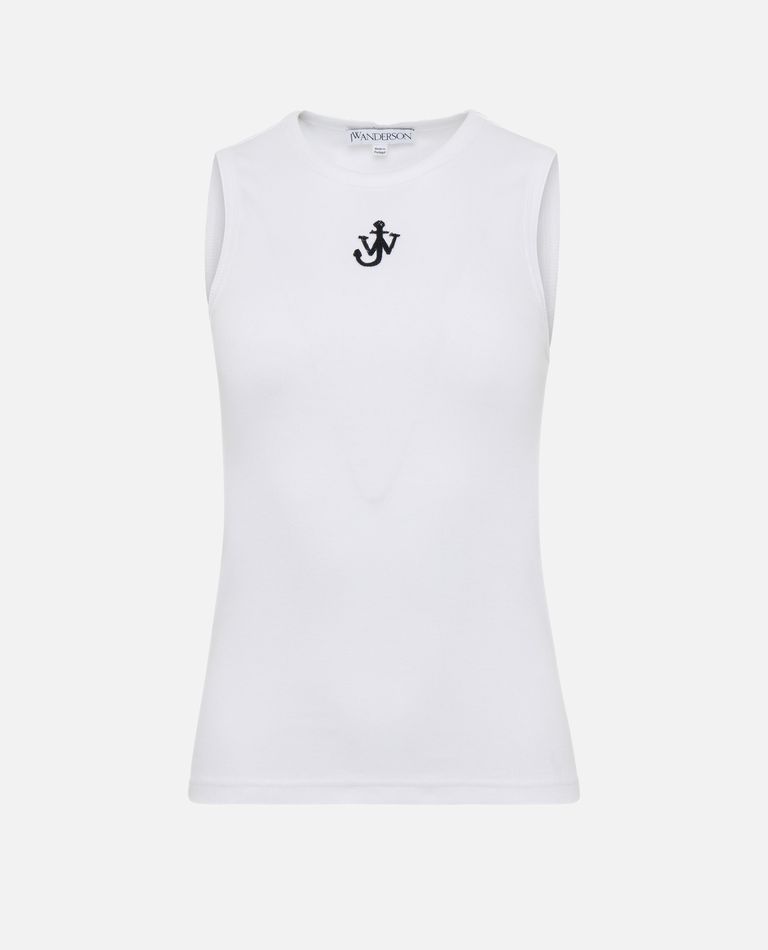 Jw Anderson Crew Neck Ribbed Sleeveless Top Straight Hem