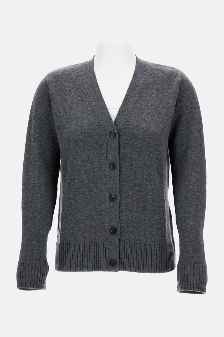 's Max Mara Apollo Wool Cardigan With Elbow Patches In Gray