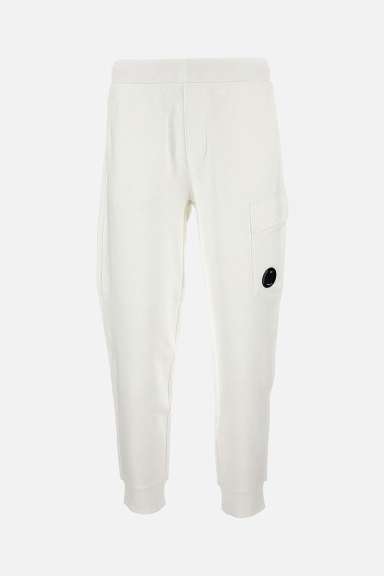 C.p. Company Diagonal Raised Fleece Lens Sweatpants In White