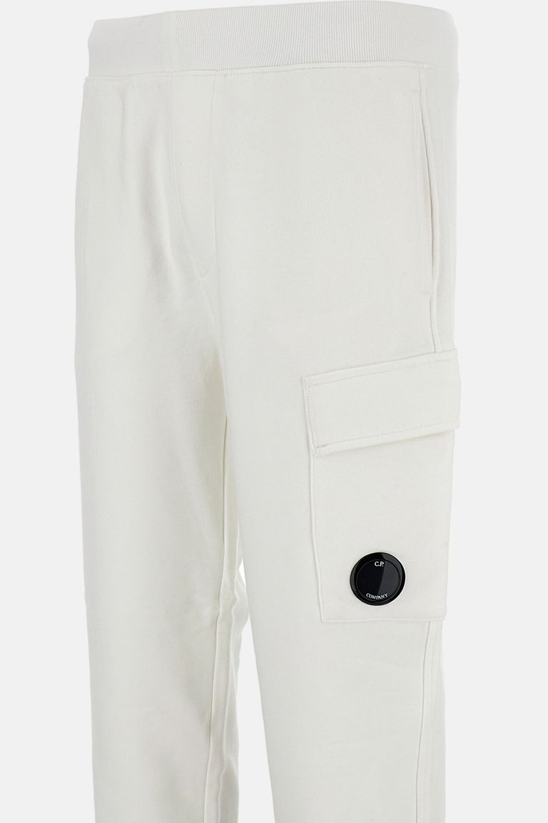 C.p. Company Diagonal Raised Fleece Lens Sweatpants In White
