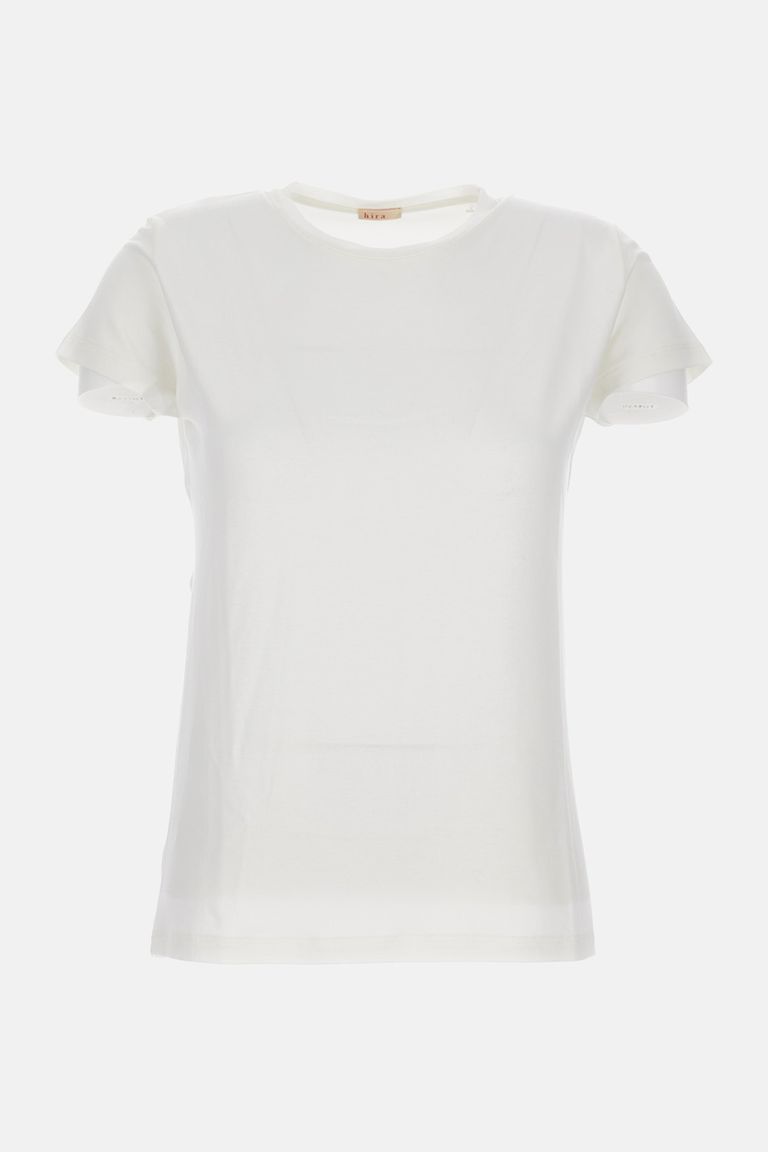 Hira Short-sleeve Cotton T-shirt With Round Neckline In White