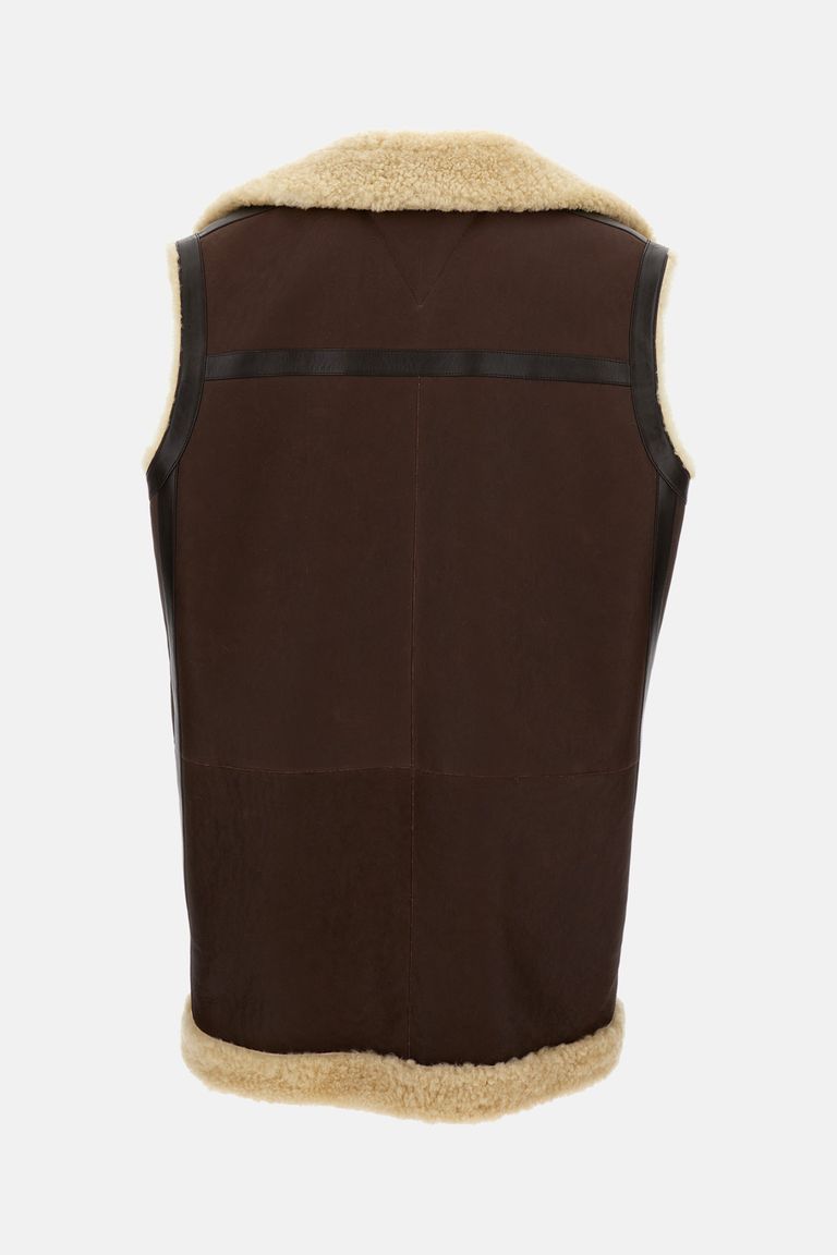 Bottega Veneta Brown Shearling Coat With Front Button Closure And Side Pockets In Leather Woman In Brown