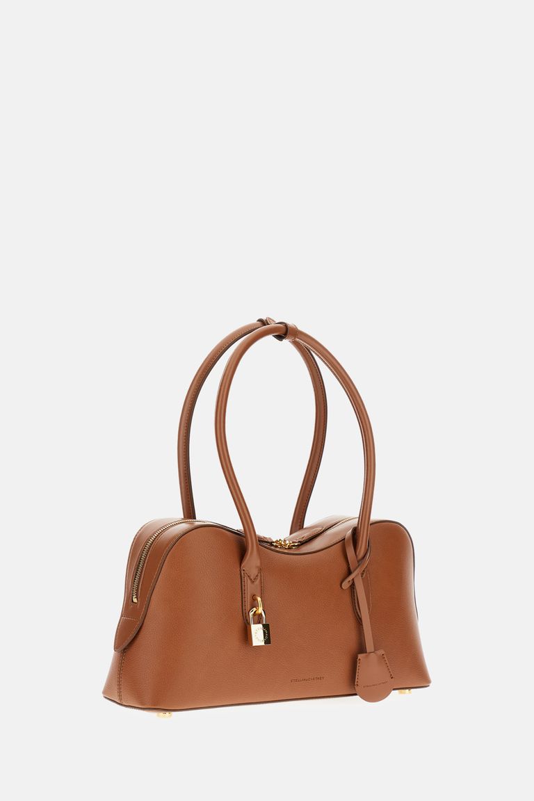 Stella Mccartney Camel Synthetic Leather Ryder Medium Shoulder Bag In Brown