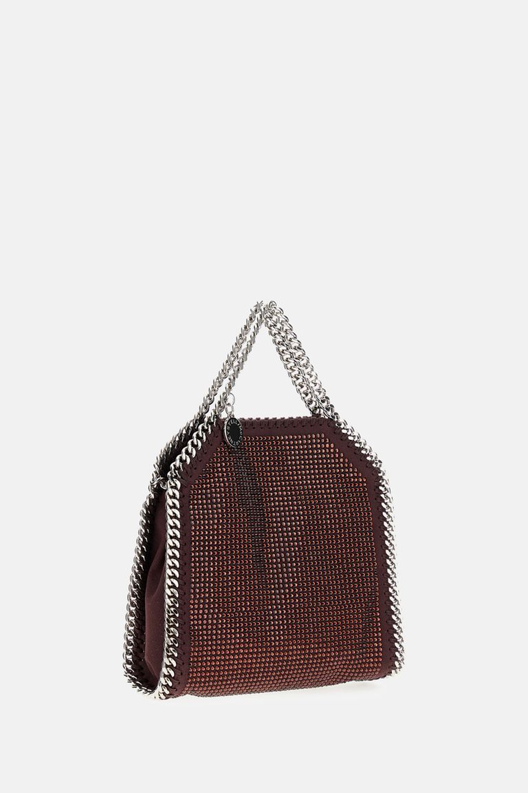Stella Mccartney Falabella Tiny Bag Crystal Hotfix On Alter Suede Crossbody Bags Bordeaux In Multi