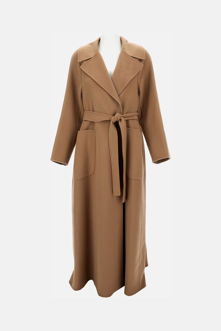 S Max Mara Poldo Virgin Wool Wrap Coat In Brown