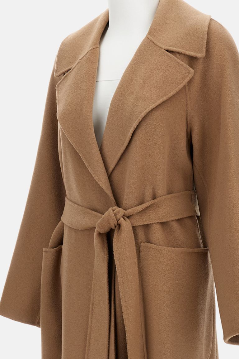 S Max Mara Poldo Virgin Wool Wrap Coat In Brown