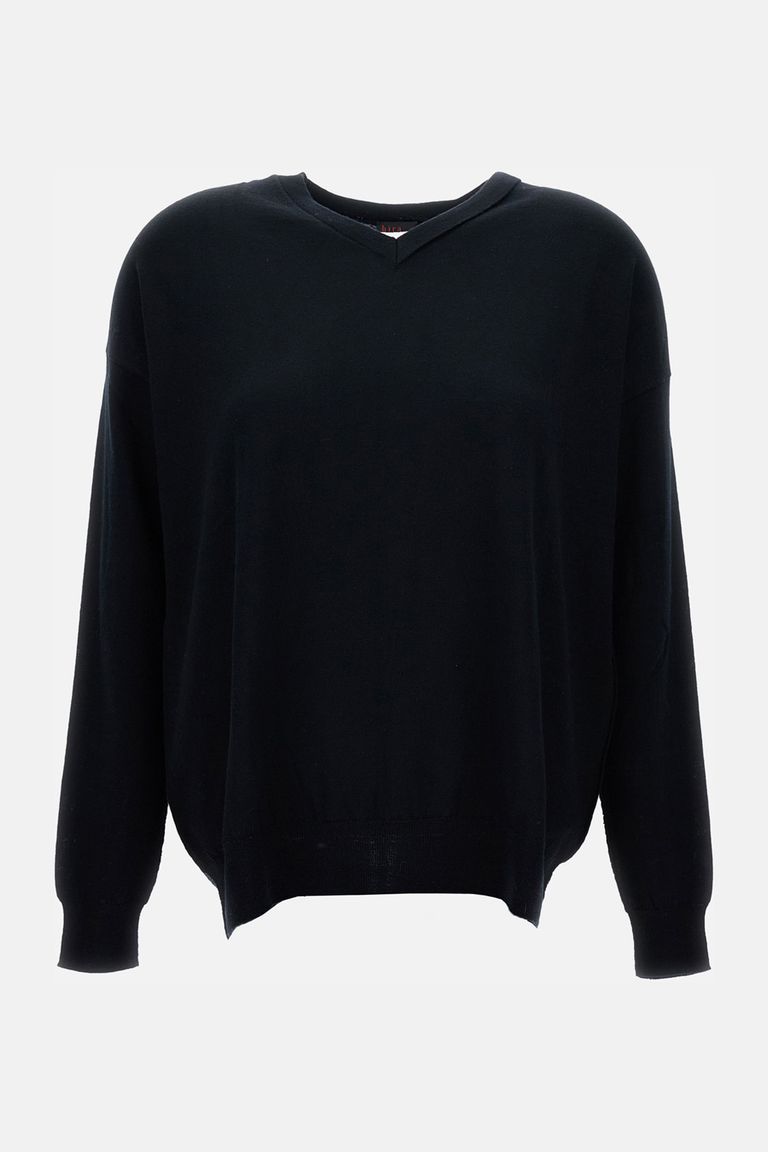 Hira V-neck Wool Sweater In Black