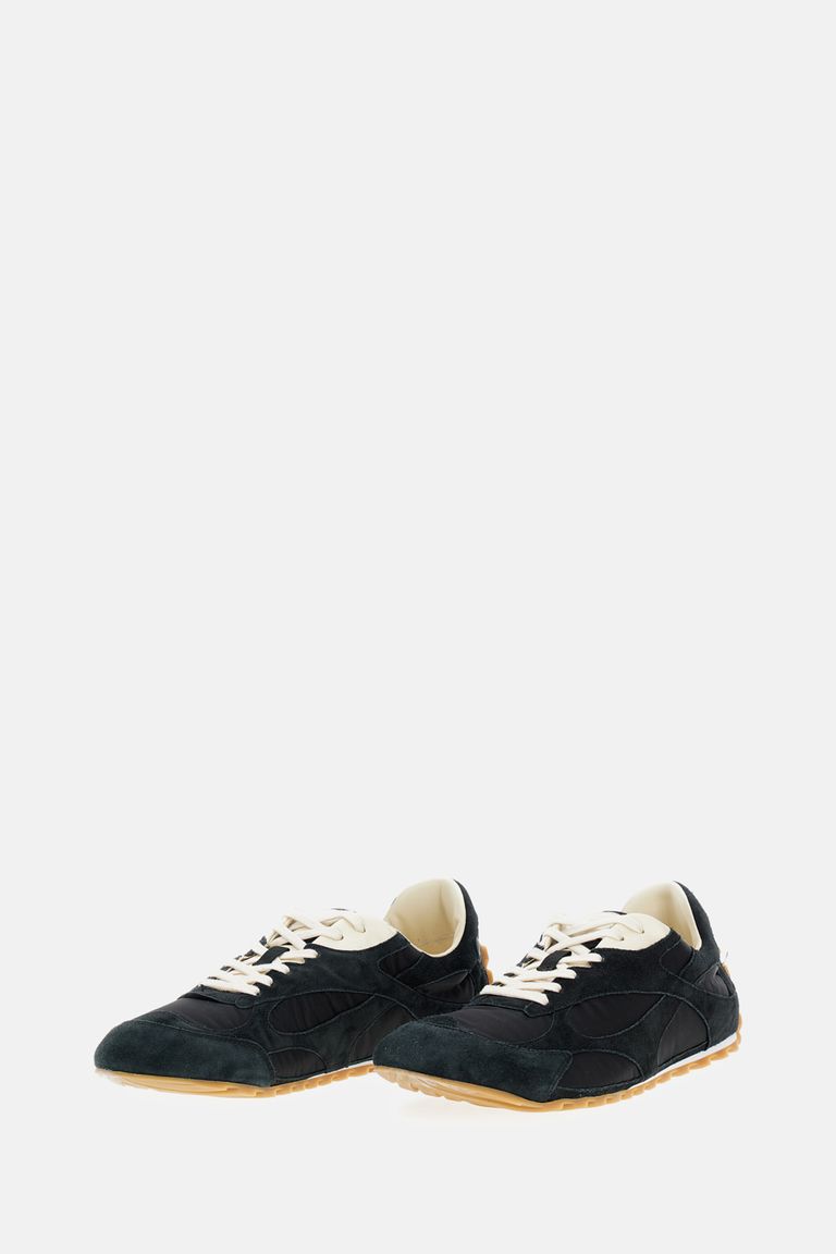 Bottega Veneta Black Suede And Nylon Orbit Flash Sneakers In Blue
