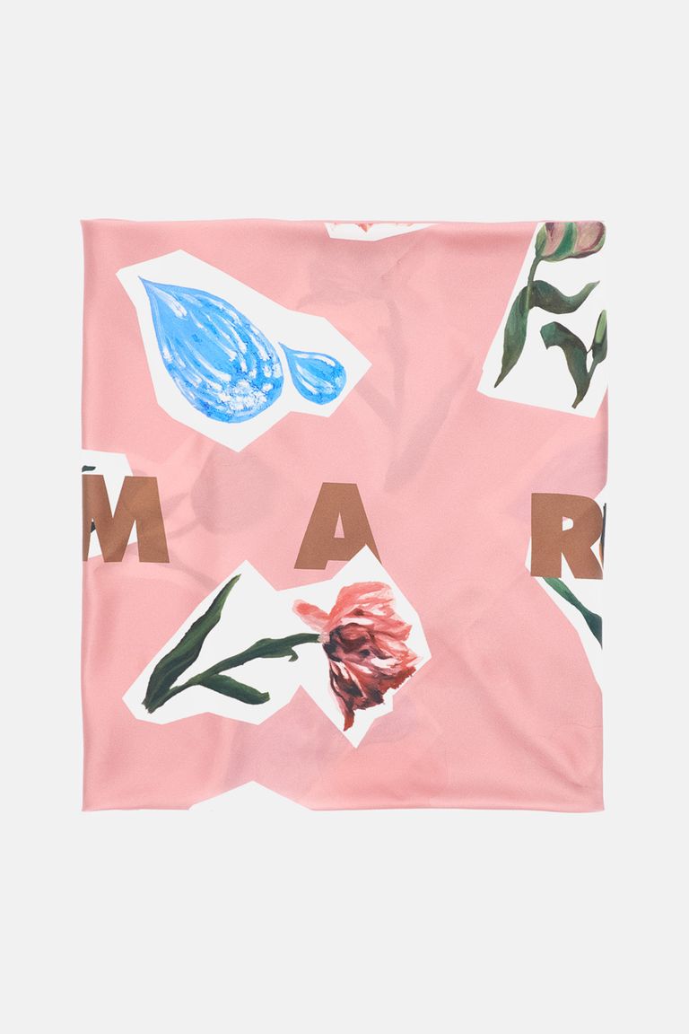 Marni Printed Silk Scarf In Pink