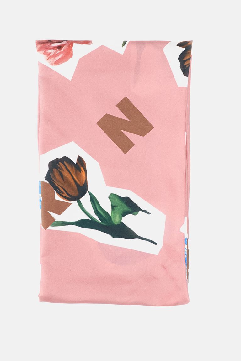 Marni Printed Silk Scarf In Pink