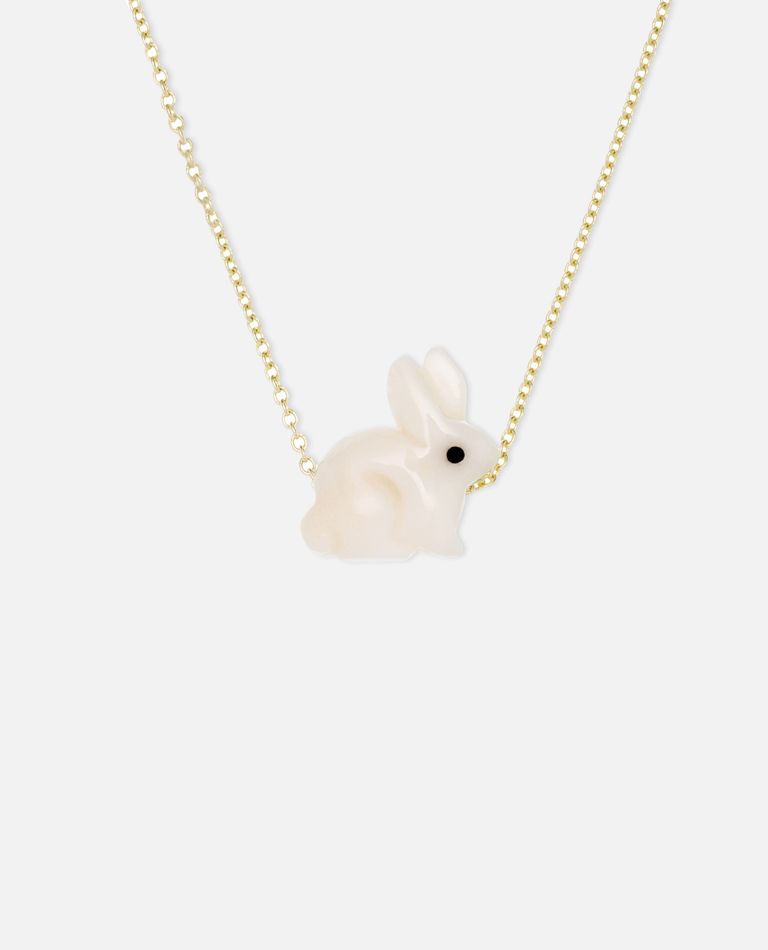 Aliita Conejito White Necklace In Gold
