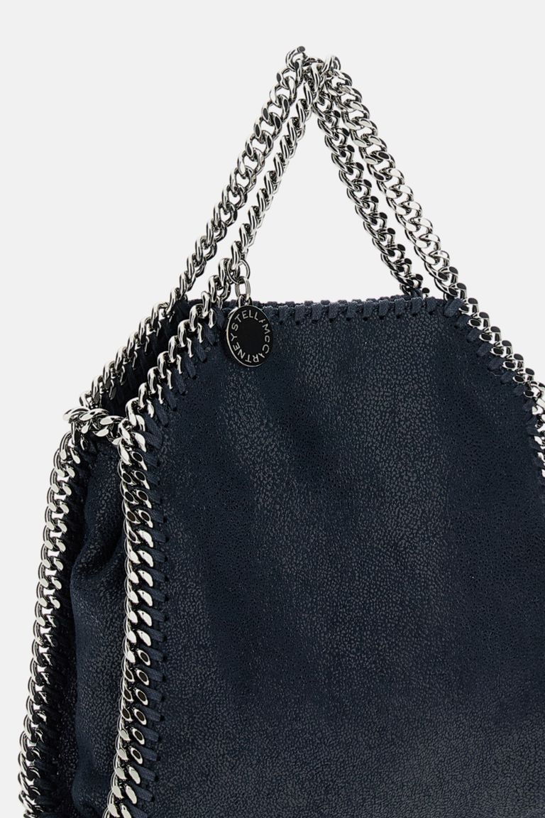 Stella Mccartney Falabella Tiny Shoulder Bag With Dual Handles And Chain Strap In Blue