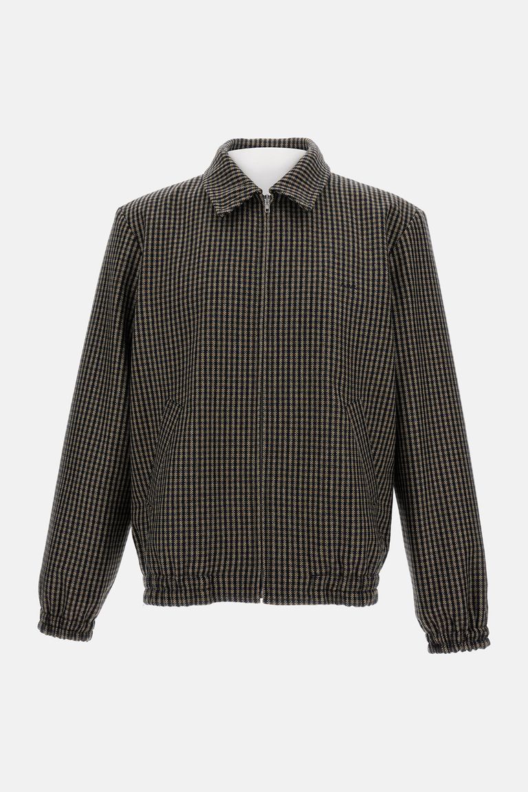 Apc Gilbert Checked Brushed Wool-blend Blouson Jacket In Black