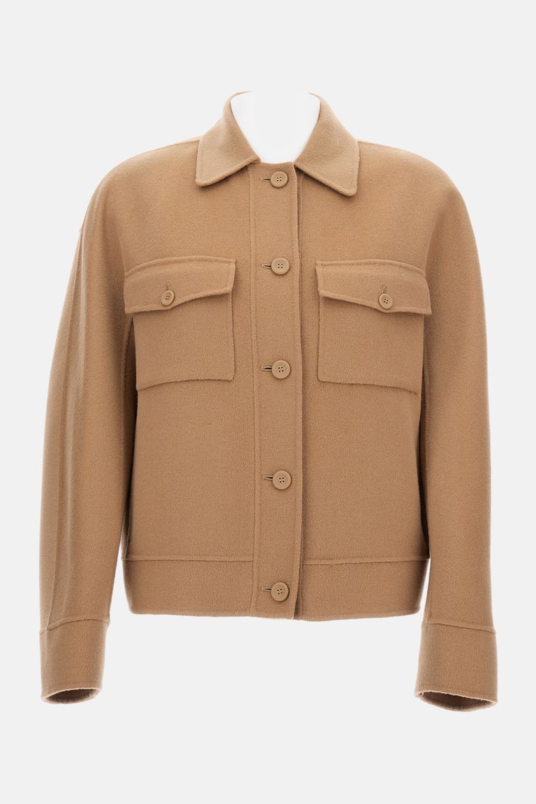 Max Mara Boxy Cropped Jacket In Brown