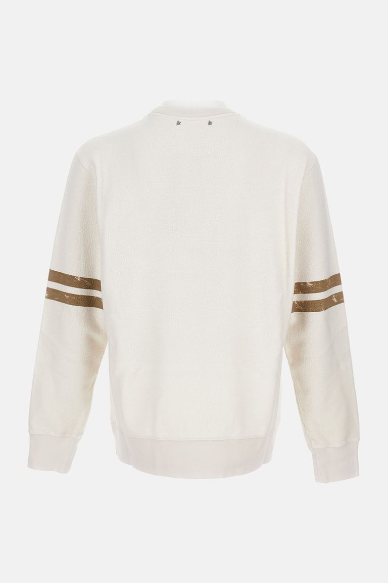 Golden Goose Ivory Cotton Sweatshirt With Contrasting Logo In Gray