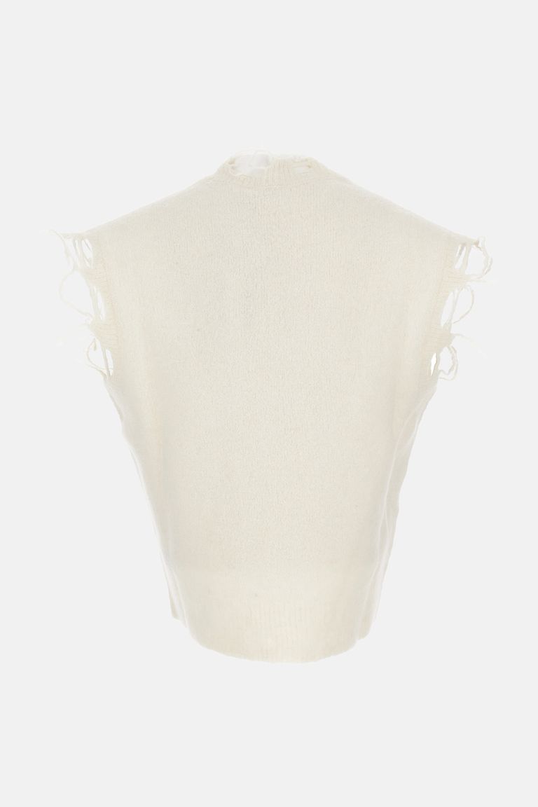 Haikure Sleeveless Knitted Top In White