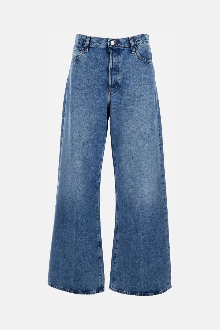Frame Loose Mid-rise Wide-leg Jeans In Blue