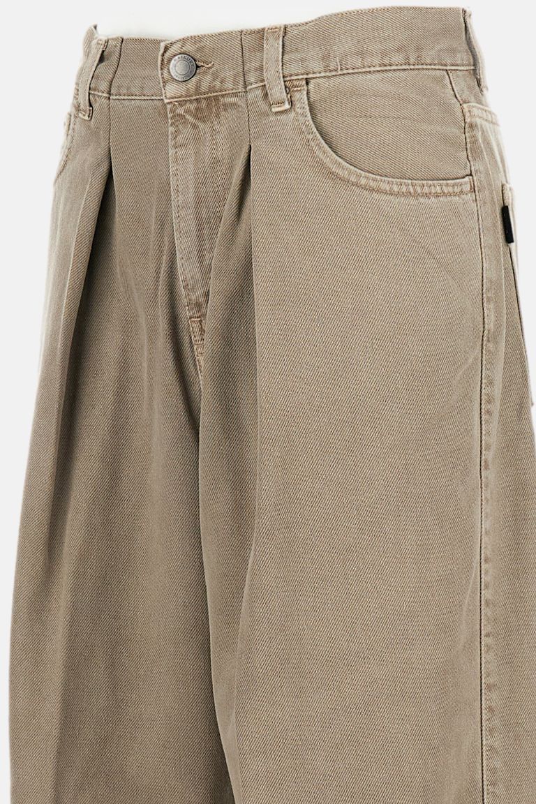 Haikure Candy Pleated Stretch Low-rise Wide-leg Jeans In Brown