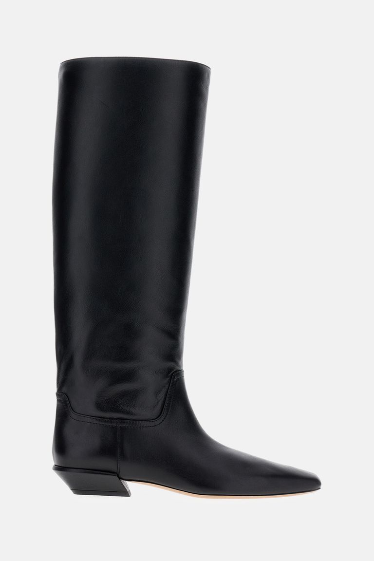 Paris Texas Leather Bettina Boots With Squared Toe In Black