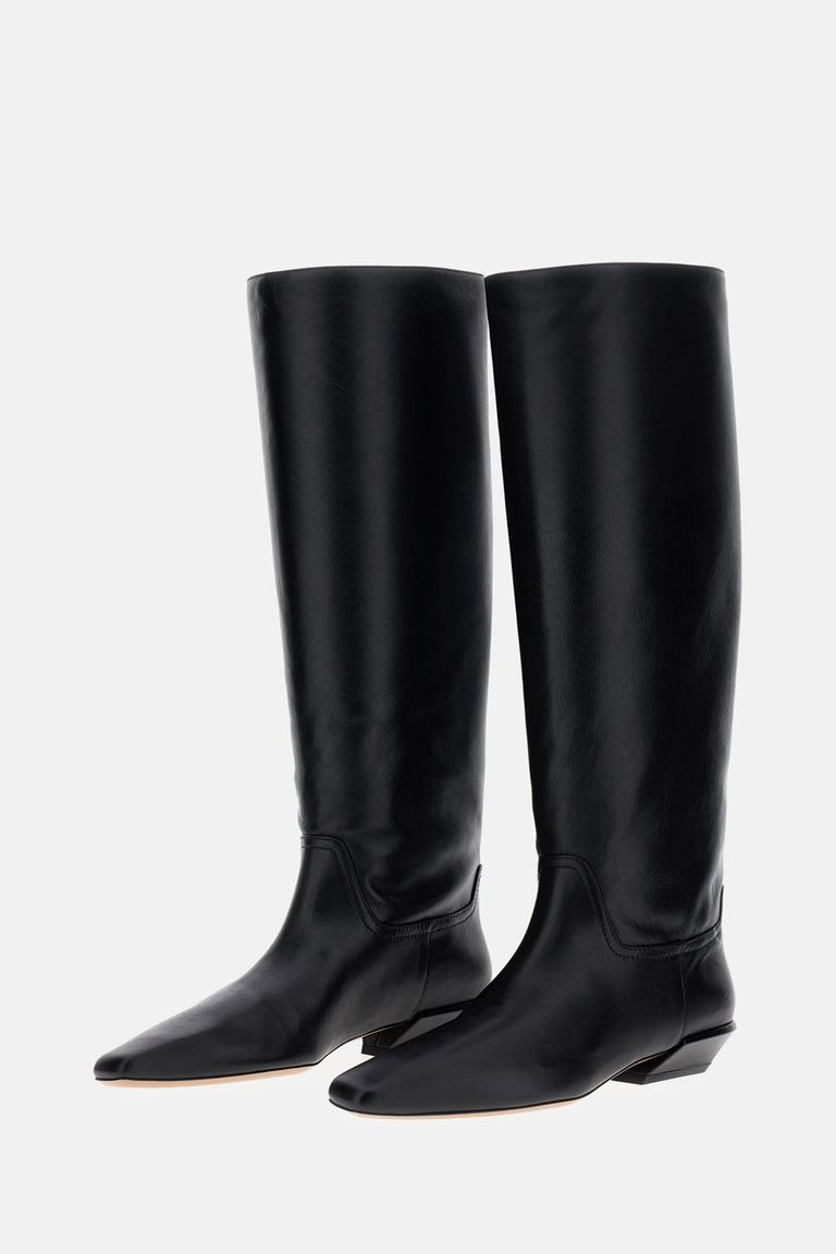 Paris Texas Leather Bettina Boots With Squared Toe In Black