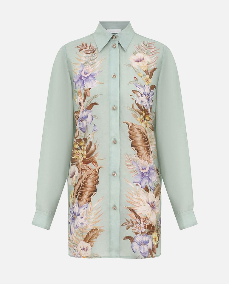 Zimmermann Womens Sage Multi Floral Coco Floral Silk Shirt Xs In Green