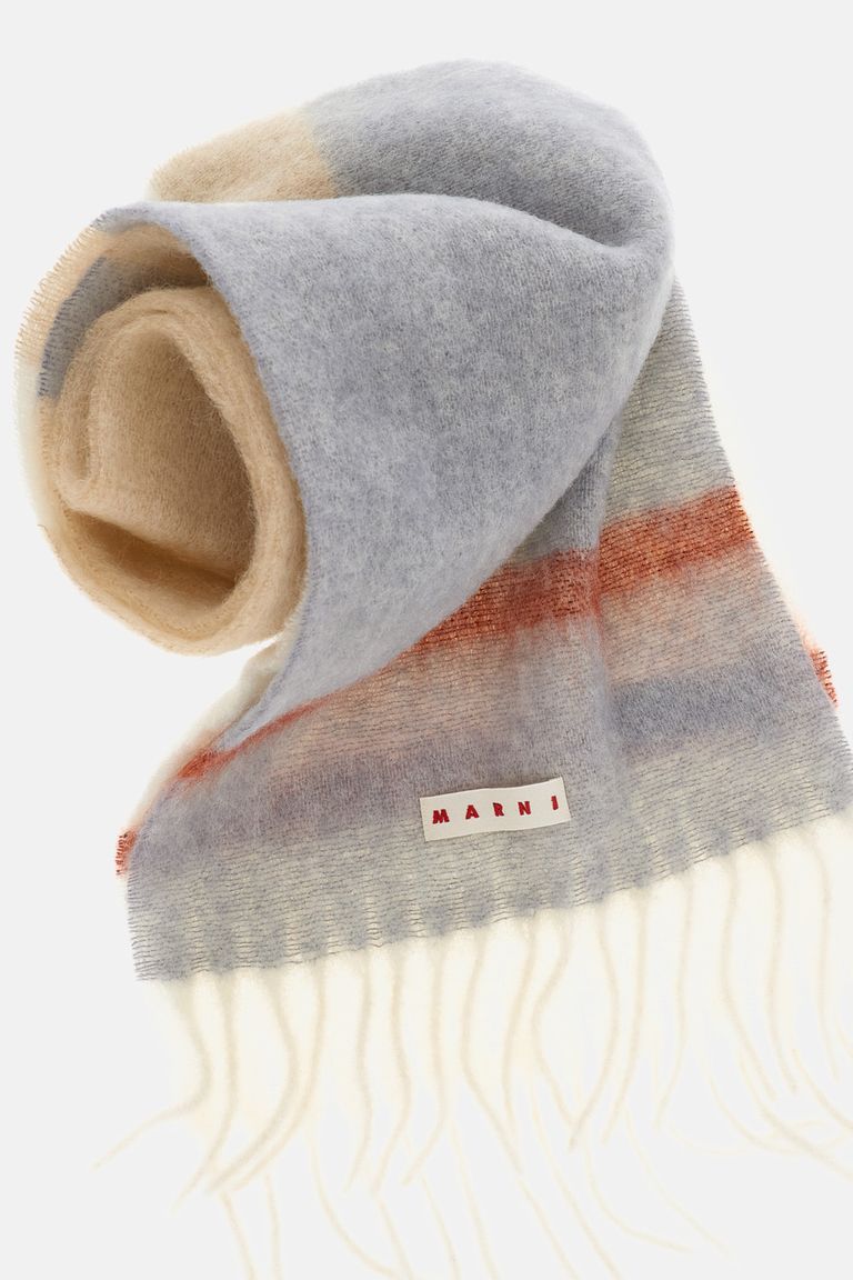 Marni Textured Finish Scarf In Light Grey In Gray