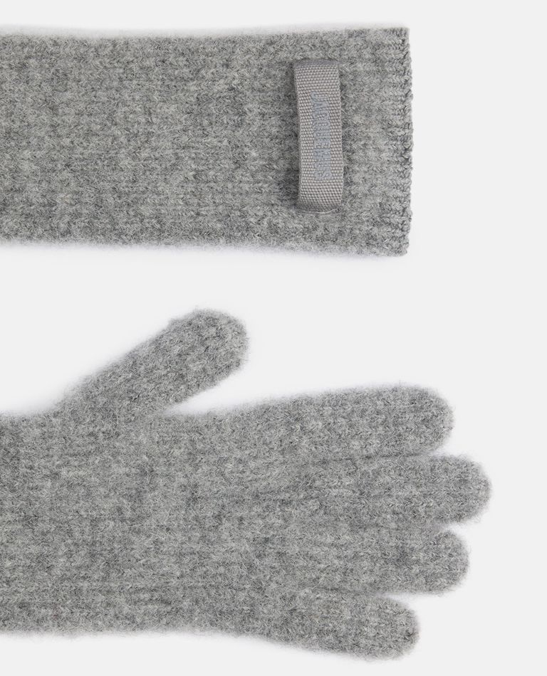 Jacquemus Logo Patch Ribbed Gloves In Gray