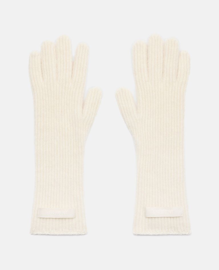 Jacquemus White Grosgrain Wool Gloves In Neutral