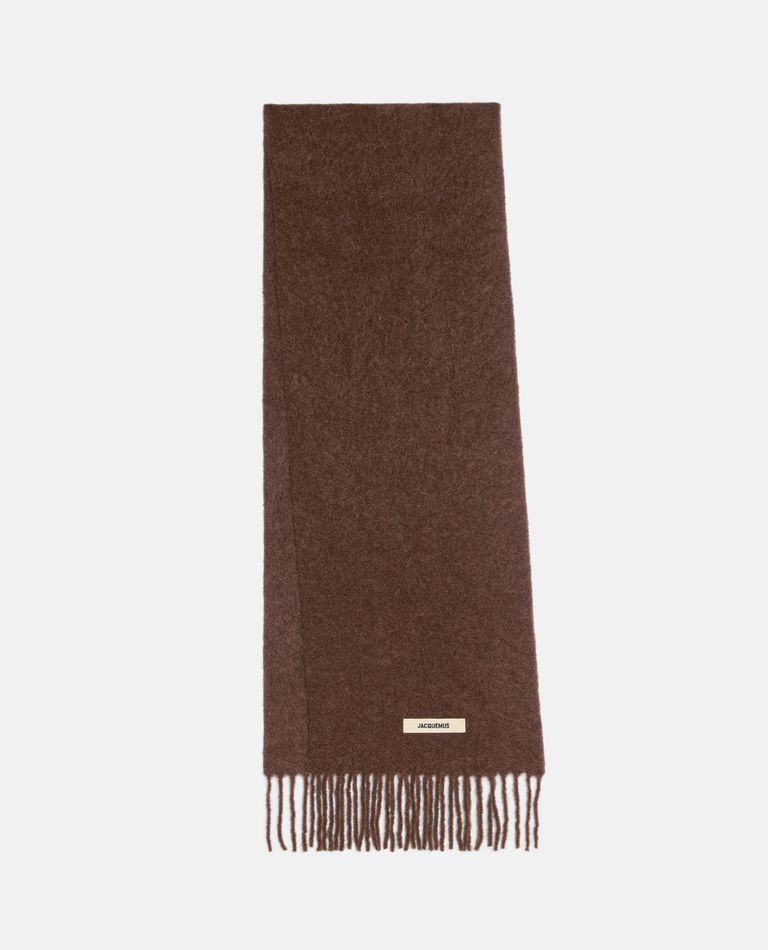 Jacquemus The Carro Logo-patch Scarf In Brown