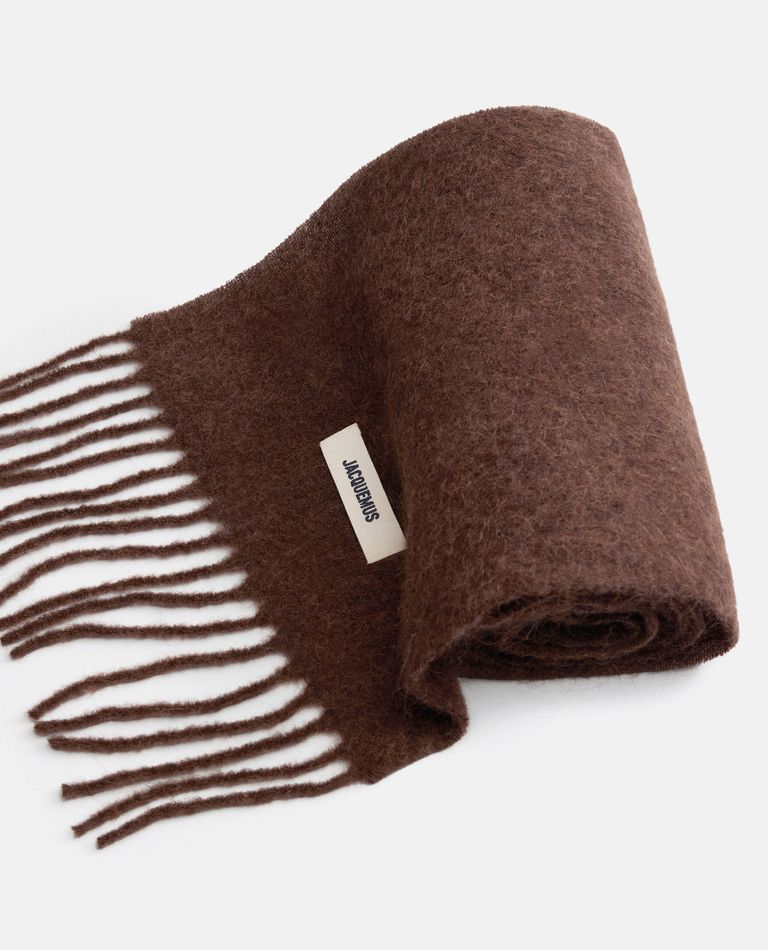Jacquemus The Carro Logo-patch Scarf In Brown