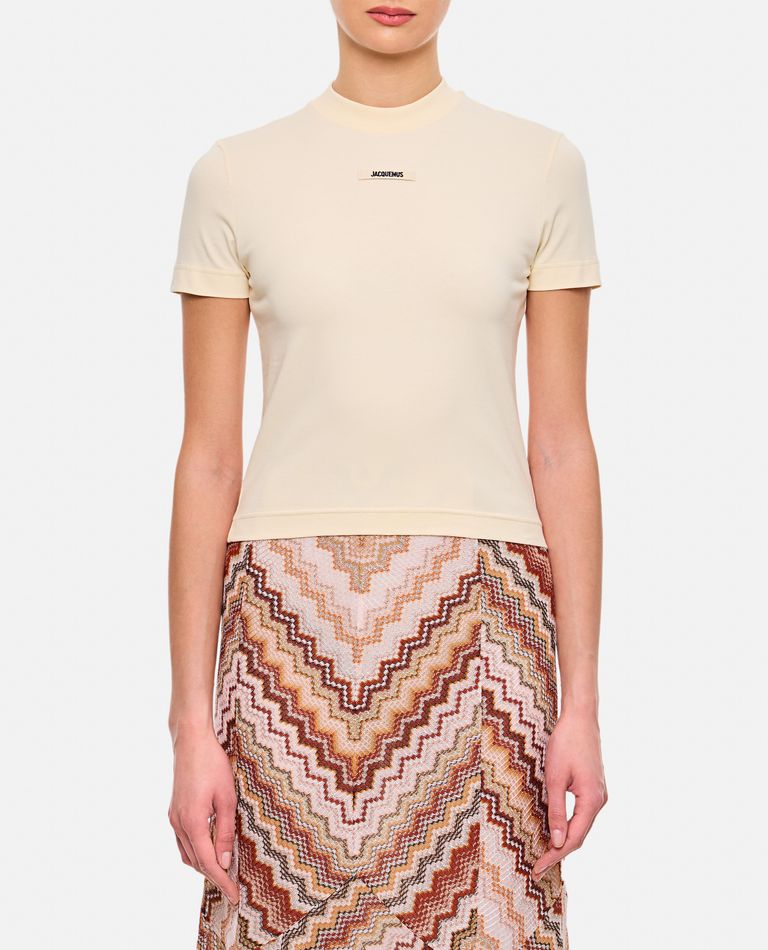 Jacquemus Gros Grain Crew Neck Cotton Blend Top In Neutral