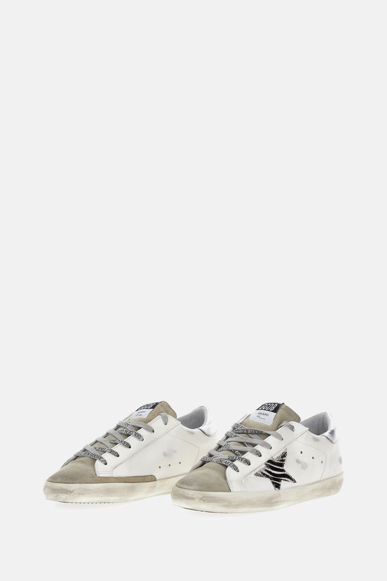 Golden Goose Deluxe Brand White Leather Super Star Classic Sneakers In White