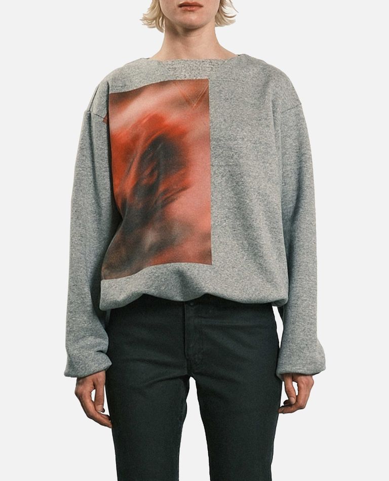 Tanaka Relaxed Fit Crewneck Sweatshirt With Distinctive Artwork In Gray