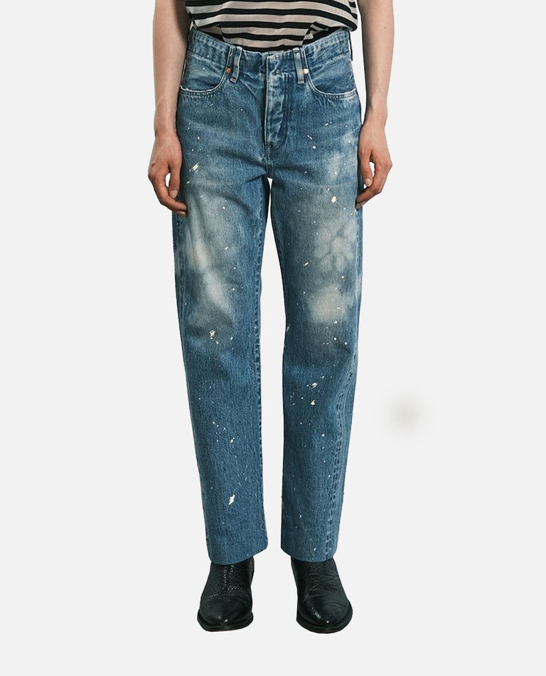 Tanaka Straight Jean Trousers With Faded Blue Wash In Blue