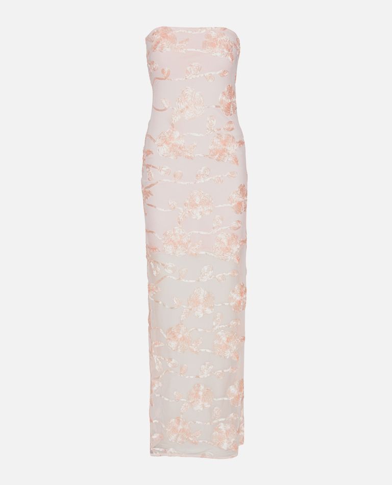 Rotate Birger Christensen Flower Mesh Tube Dress Light Pink In Pink